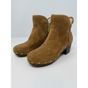 Ugg Ankle Booties Women's 8 Chestnut Brown Suede Cam II Platform Boot EUC